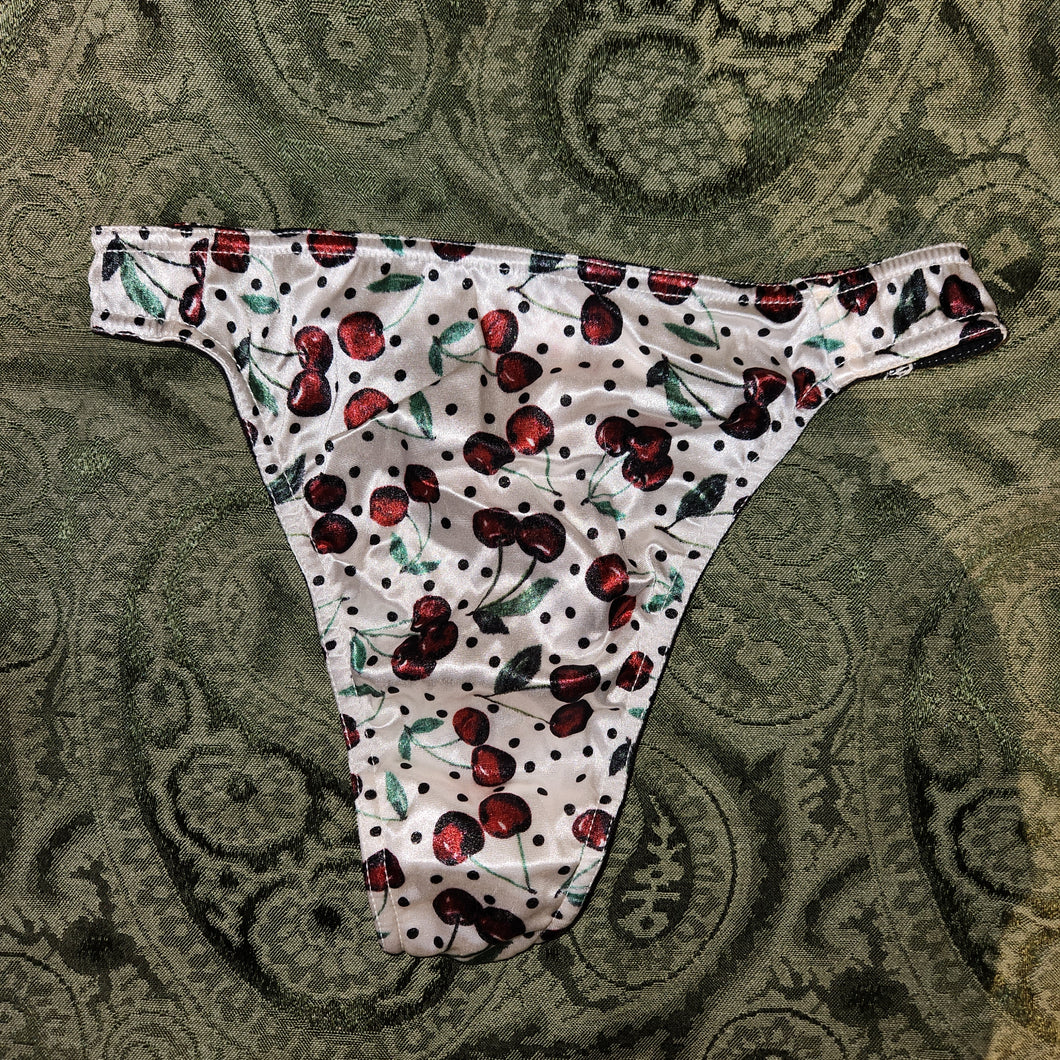 NEW Cherries K&L Fancy Satin THONG MEDIUM